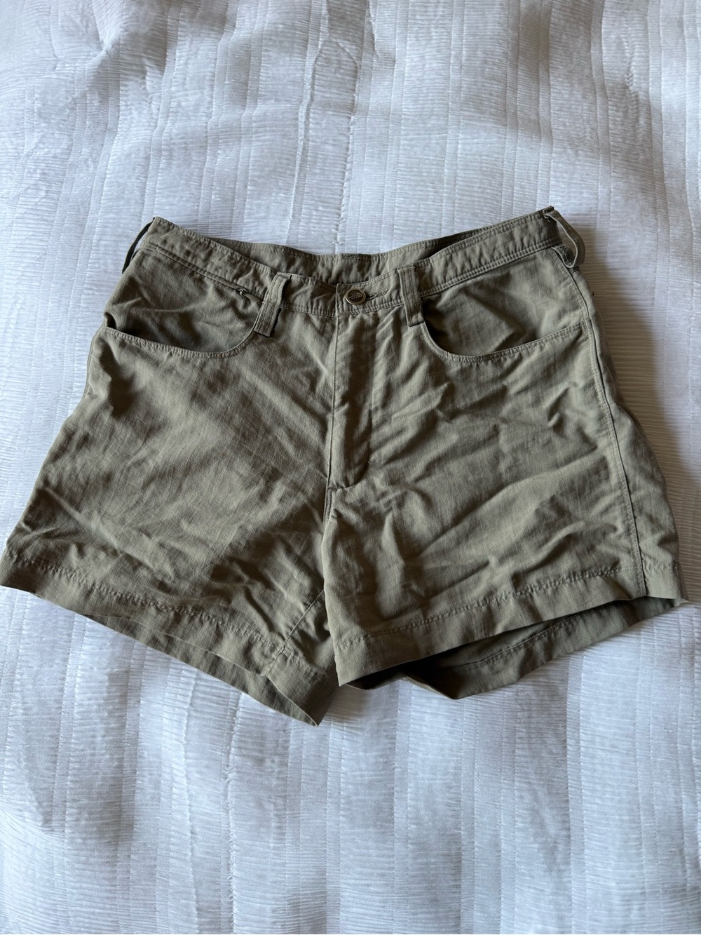 Women’s North Face Nylon Shorts in Olive/Grey